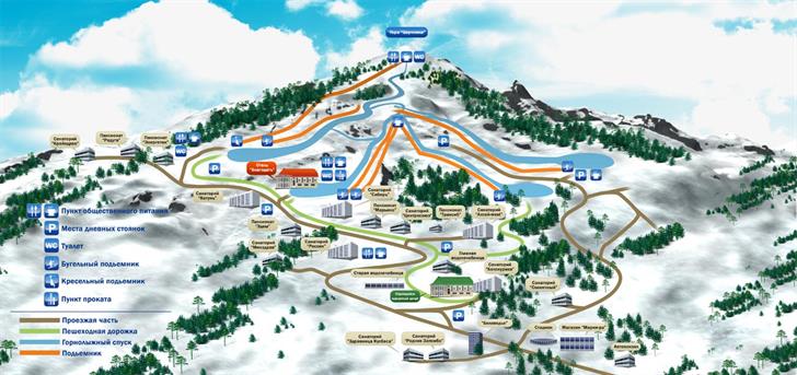 Схема горнолыжных трасс в Белокурихе